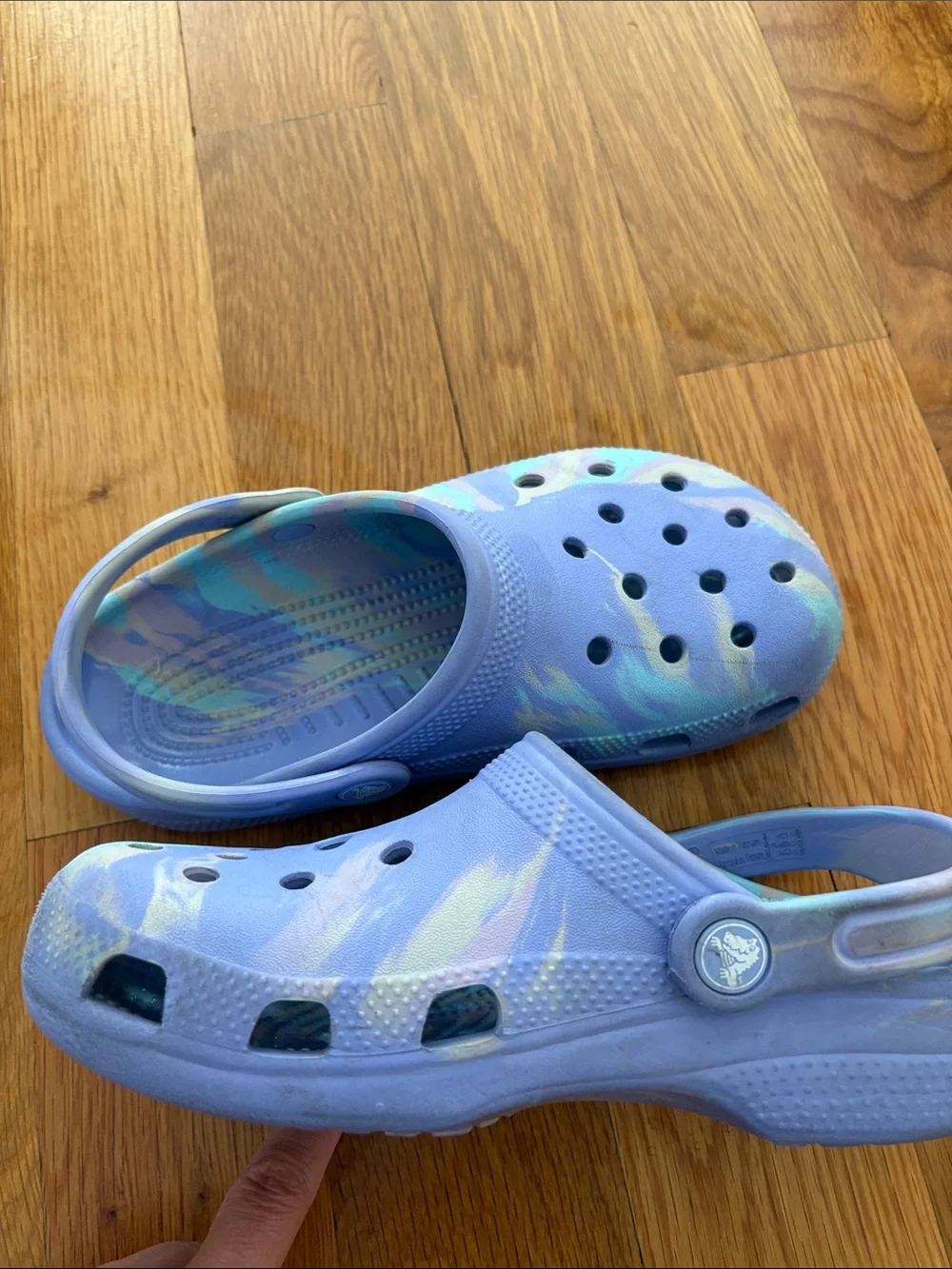CROCS moon jelly marble Kids Lavender & Teal Tie-Dye Clog size j3 j 3 youth shoe